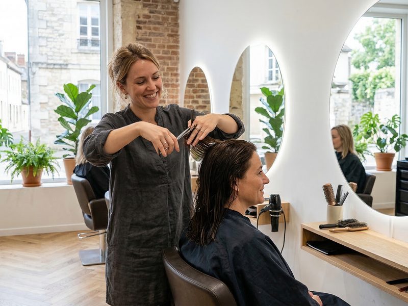 Hairdresser working in a modern salon